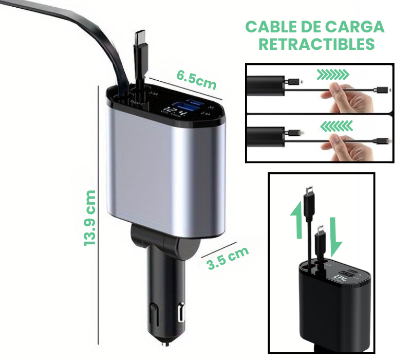 Cargador para auto retráctil