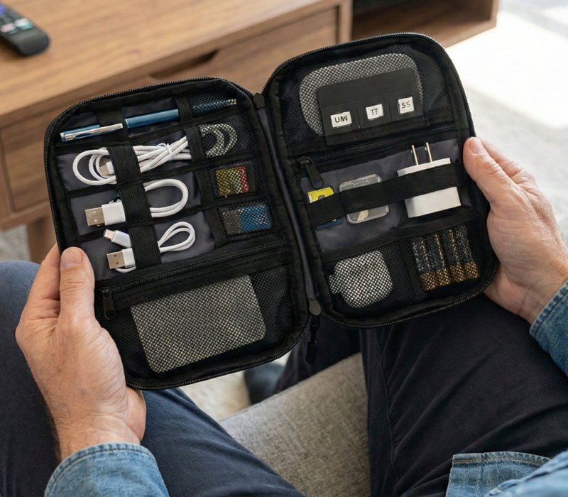 Organizador de cables para viajes